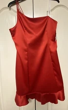 Red Party Hoco Cocktail Dress Assym. Shoulder B. Darlin Juniors Size 11/12 NEW!