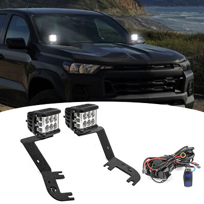 For 23-25 Chevy Colorado GMC Canyon ,4'' LED Pods Side Shooter+Ditch Mounts+Wire
