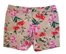 Lands End New Womens Floral Mid Rise Shorts Size 18