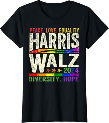 Harris Walz for 2024 Peace Love Hope Elections Ladies' Crewneck T-Shirt