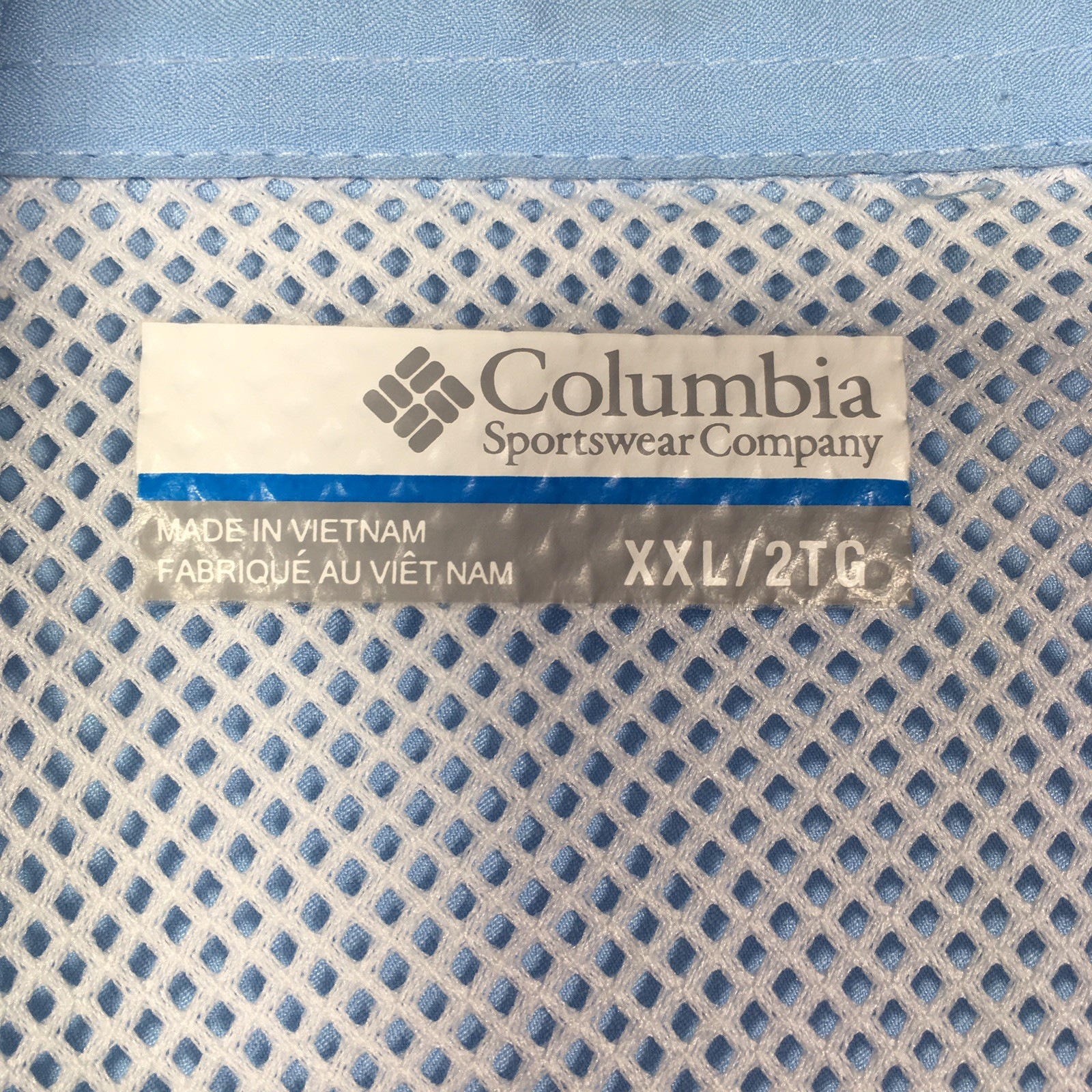 Columbia PFG Chemise Homme XL Bleu Brodé Boutonné Vent Arrière Pêche