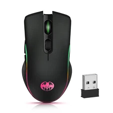 Wireless Gaming Mouse 2.4GHz Rechargeable Optical PC Mice RGB Backlit 1600DPI