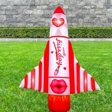 HUGE VALENTINES DAY INFLATABLE ROCKET WORLD KISS DAY 8FT TALL