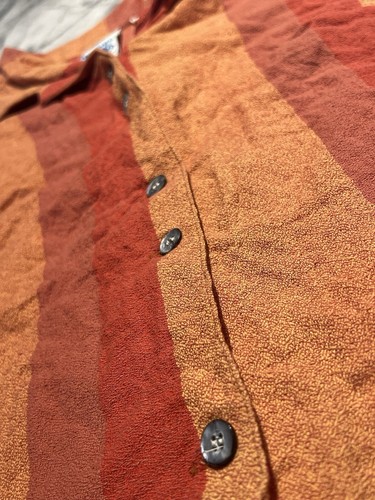 Vintage 90s Surf Mambo Goddess Women’s Orange Red Striped Button Up Polo Size 10 - Picture 3 of 5