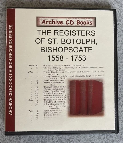 The Registers Of St Botolph Bishopsgate - Archive CD Books - High Quality Scan