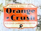 VINTAGE 10x13.5" DOUBLE-SIDED ORANGE CRUSH SODA POP GAS OIL PORCELAIN GAS SIGN