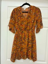American Eagle Peplum Blouse Womens S Yellow Floral Smocked Boho Cottagecore Top