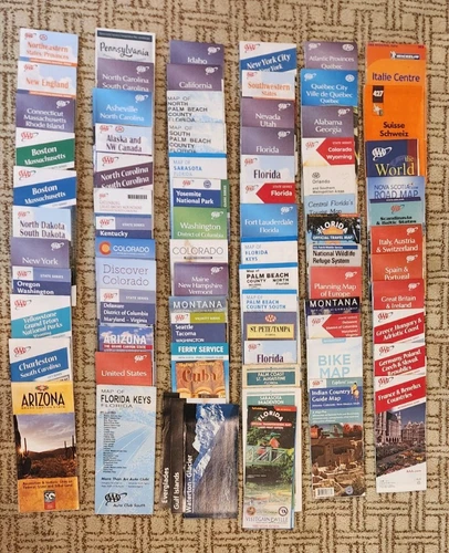 Lot of 78 Vintage Paper Road/Travel Maps ~ USA Canada Europe 1970's to 2000's - product listing photo