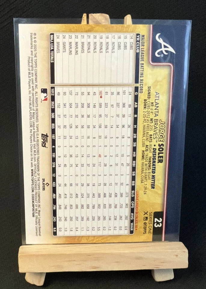 2025 Topps Serie 1 - Jorge Soler #23 Atlanta Braves ESPEJO DORADO SSP Foto 2 de 2