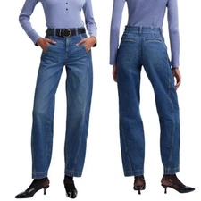 NWT Madewell Tapered Denim Wide Leg Jeans Trousers Size 28 retail $148