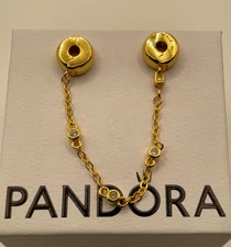 NEW 100% 14K Gold-Plated Triple Clear Stone Safety Chain