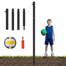 MACLLYN Tetherball Set, 12 FT Adjustable Tetherball Pole and 2 Rubber Tetherb...
