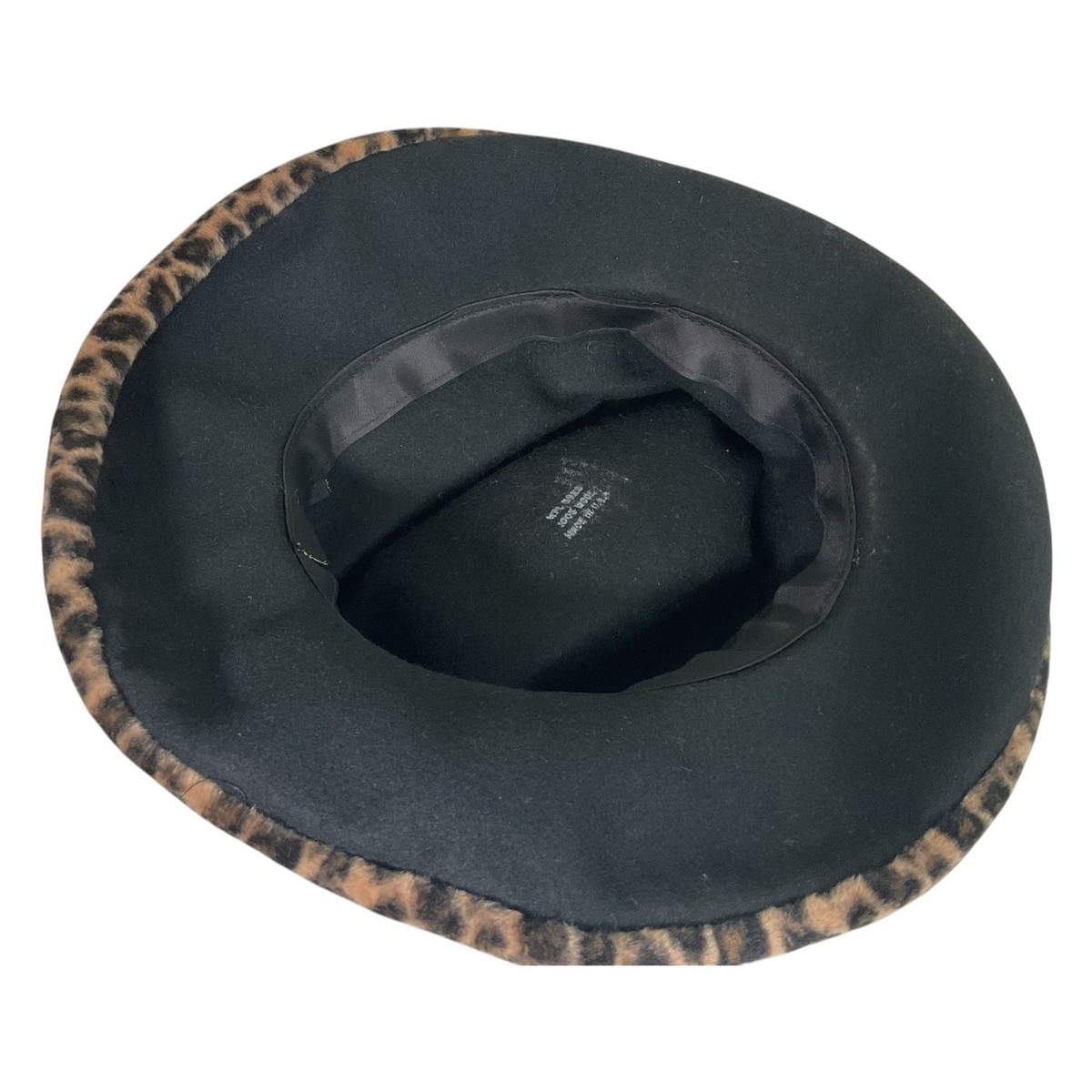 Vintage Leopard ? Print Bucket Hat Wide ?Gingham Black Ribbon Union Made 60’s Vintage Leopard Union Made Hat Cap Faux Fur - Etsy main image 2