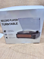 Bluetooth Record Player Belt-Driven 3-Speed Turntable, with Headphone Jack-PINK