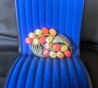 Vintage Brooch Pin Coral and Peach Stone Mid Century Costume Jewelry