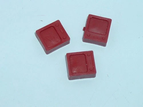 Three original red plastic TV sets for Lesney Matchbox #62b TV Repair Vans
