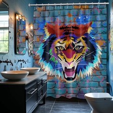 Tiger Shower Curtain, Cool Graffiti Animal Shower 70"W x 72"L Pack of 1