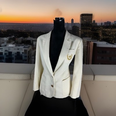Jack Winter Vintage Winter White Pleated Skirt & Blazer Suit 