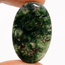 100 Natural Moss Agate Oval Shape Cabochon Gemstone 38 Ct. 33X21X6 mm EE-51887