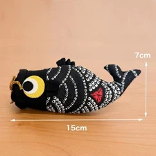 BK001  Japan Handmade Craft Black Koi Tsurushi Hina Ornament Large Chirimen