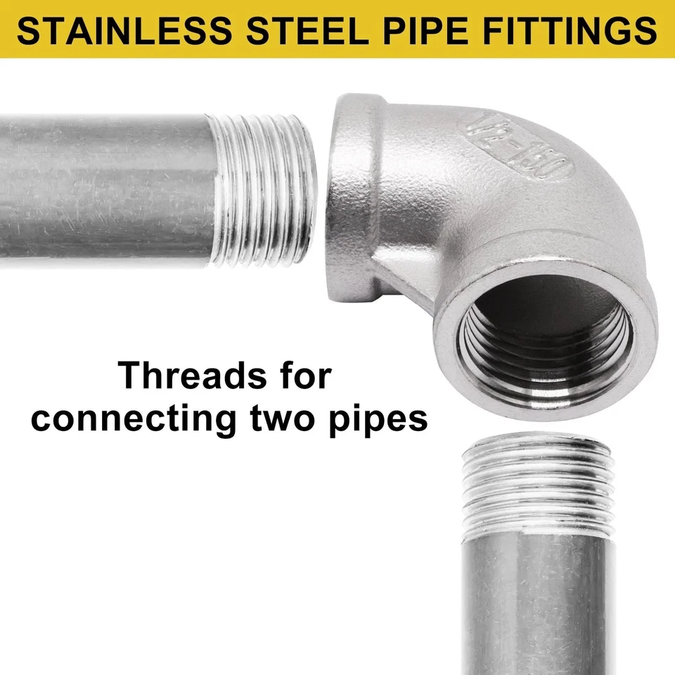 5 Pcs, 1/2" 150 Female NPT 90° Elbow Cast 304 Stainless Steel Pipe Fitting - Image 2 of 4