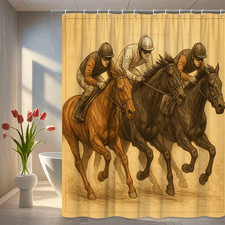 Horse Racing Shower Curtain - Decorative Farmhouse Style