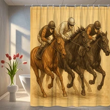 Horse Racing Shower Curtain - Decorative Farmhouse Style