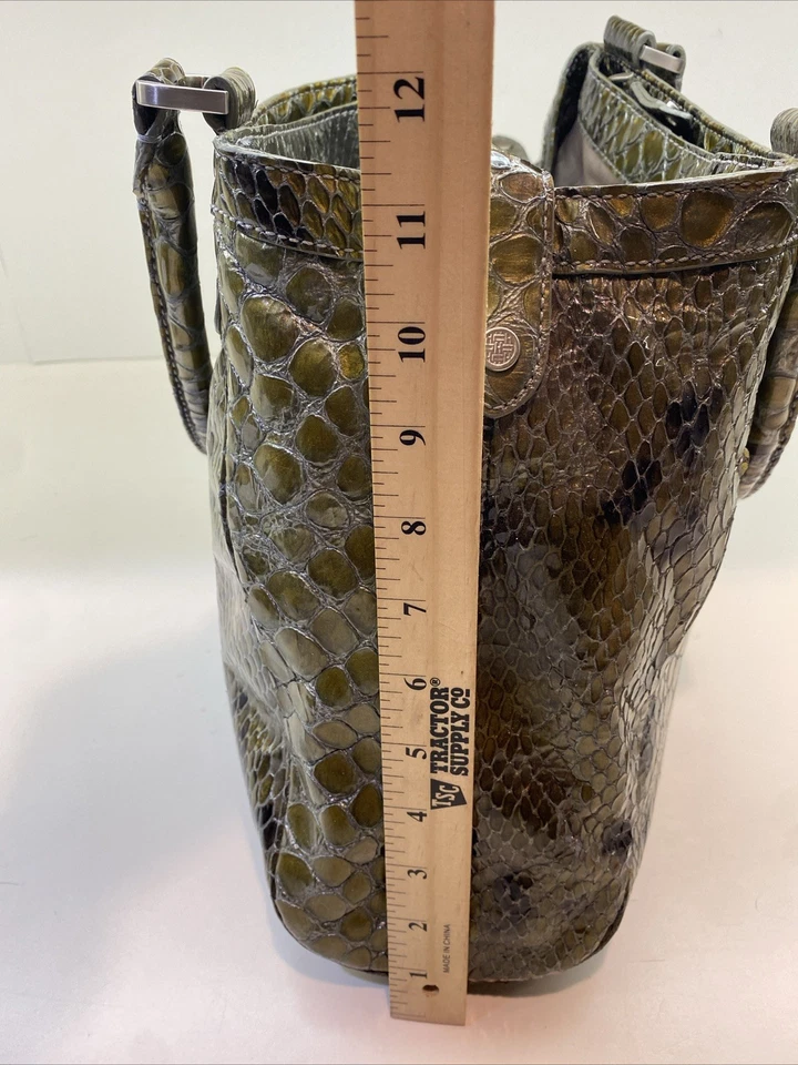 COLE HAAN VTG Y2K Leather Python Snakeskin Embossed Shoulder Satchel Bag 26 - Image 4 of 4