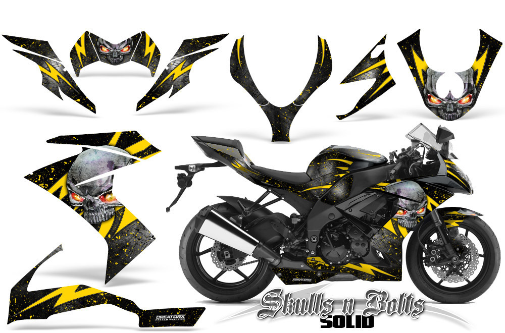 KAWASAKI ZX10 NINJA 08-09 GRAPHICS KIT CREATORX DECALS STICKERS