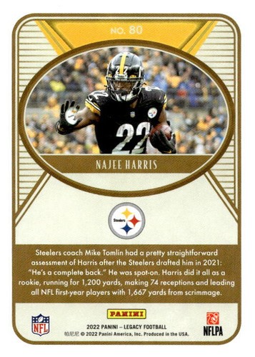 Najee Harris 2022 Legacy Football - #80 - Pittsburgh Steelers - Picture 2 of 2