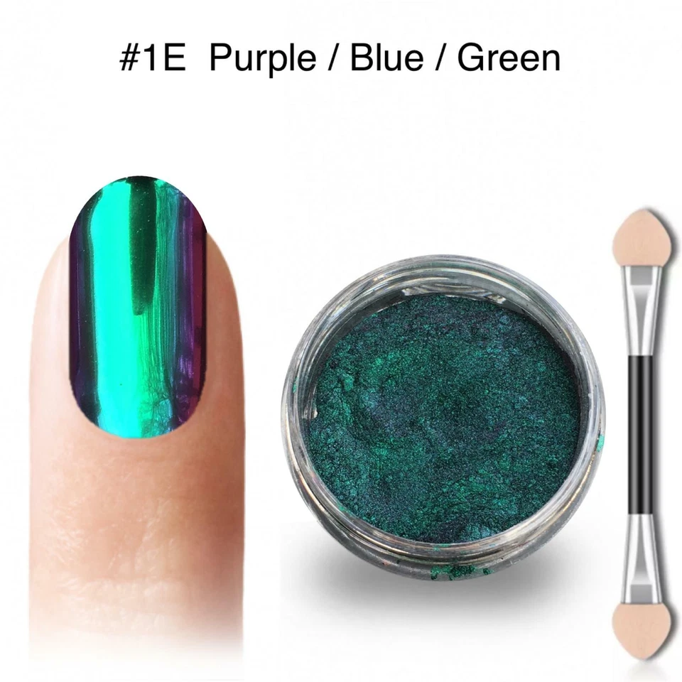Chamäleon Nagel Chrom Pulver Mehrfarbig Shifting Spiegel wechselnd Lila Grün