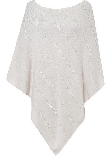 Wollponcho mit Good Cashmere Wollweiß Damen Poncho Cardigan Neu*