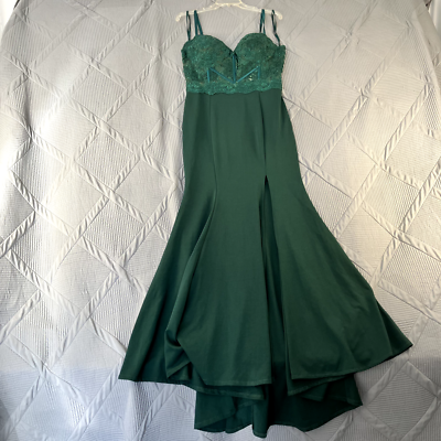 Cinderella Divine Corset Lacey Mermaid Dark Green Slit Dress Gown Size L |  eBay