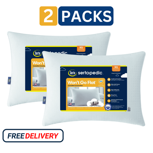 Buy (2 pack) Sertapedic Won’t Go Flat Bed Pillow, Standard/Queen – Best Price & Deal Buy (2 pack) Sertapedic Won’t Go Flat Bed Pillow, Standard/Queen – Best Price & Deal