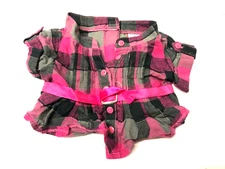 Build A Bear Purple Plaid Button Down With Belt Shirt
