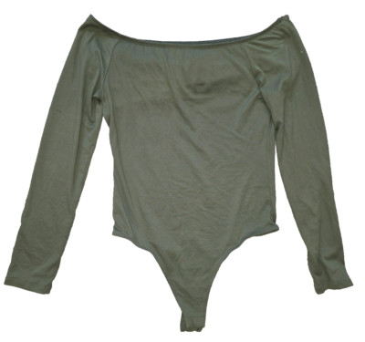 Just Polly Juniors' Off-The-Shoulder Long-Sleeve Bodysuit - Green - Size M