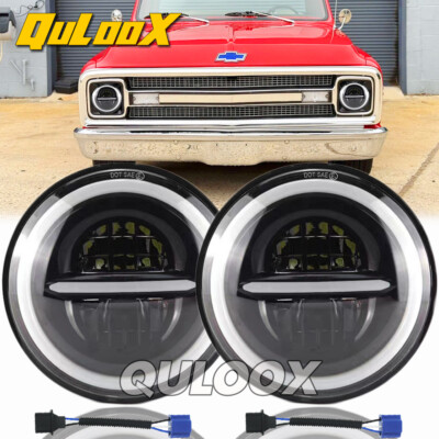 7'' Round LED Headlights fit Chevy 1961-74 C10 Pickup 1967-81 Camaro Trucks
