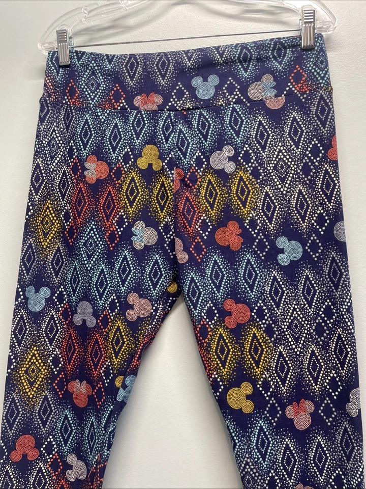 Lularoe Leggings Tall and Curvy Disney Mickey Mouse Blue Orange Yellow Diamond - Image 2 of 4