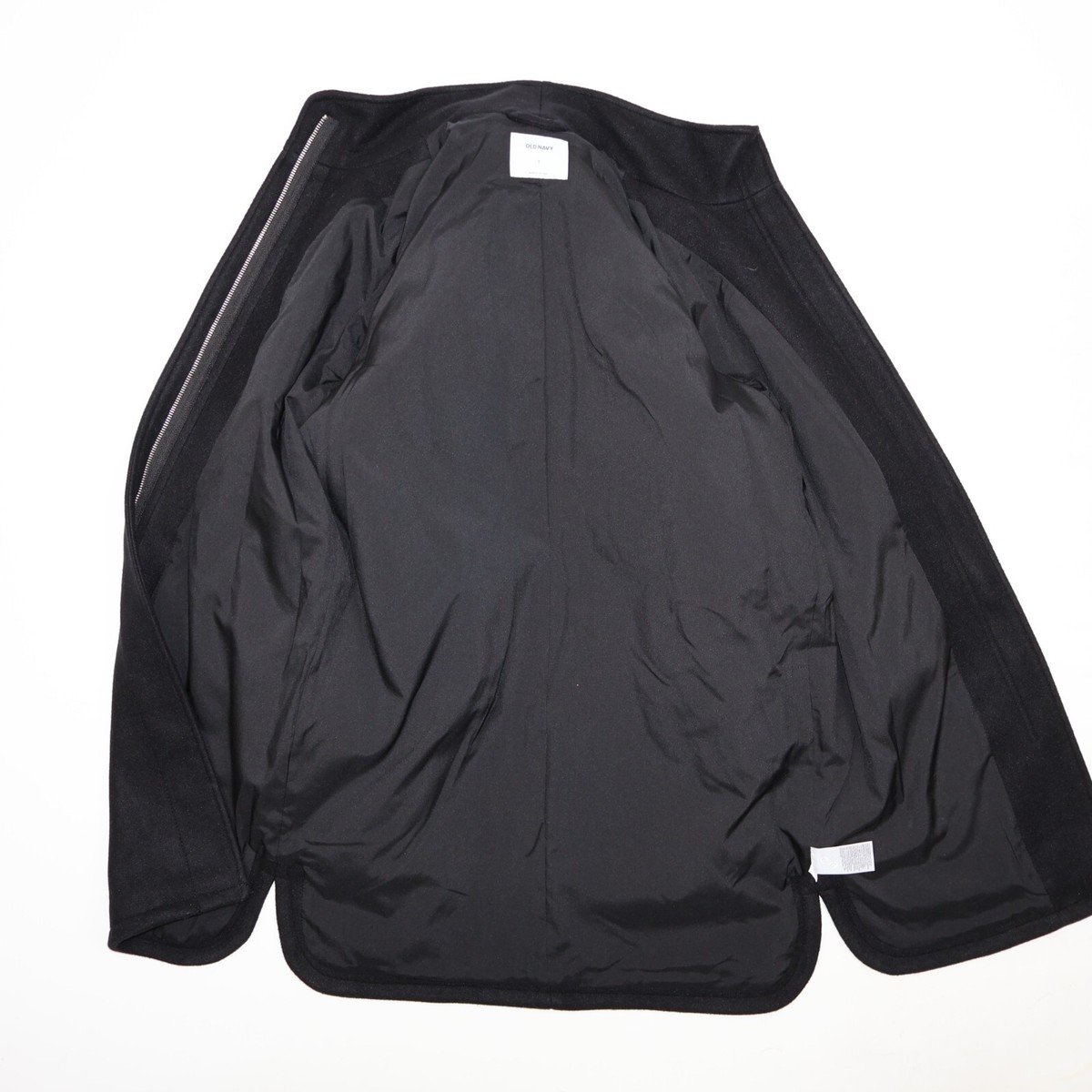 Old Navy's Women's Black Wool Blend City Coat Full Zip Mock Neck