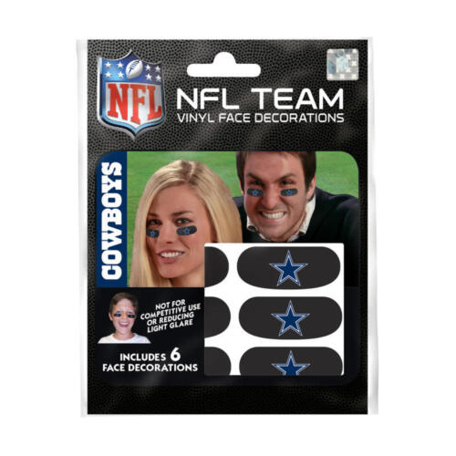 (HCW) Paquete de 6 decoraciones faciales adhesivas del equipo de los Dallas Cowboys de la NFL - Imagen 1 de 1