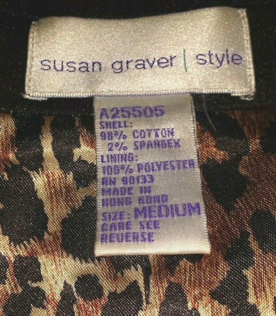 Susan Graver Medium Jean Jacket Leopard Print Lin… - image 5