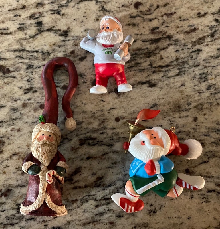 Christmas Ornaments Vintage Assortment: Santa Claus - Lot of 3