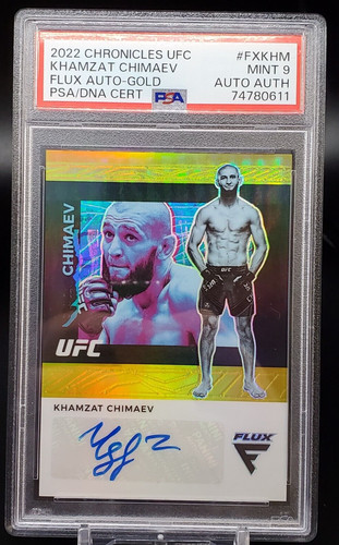 Khamzat Chimaev [Gold] #FX-KHM 2022 Panini Chronicles UFC Flux Autographs card