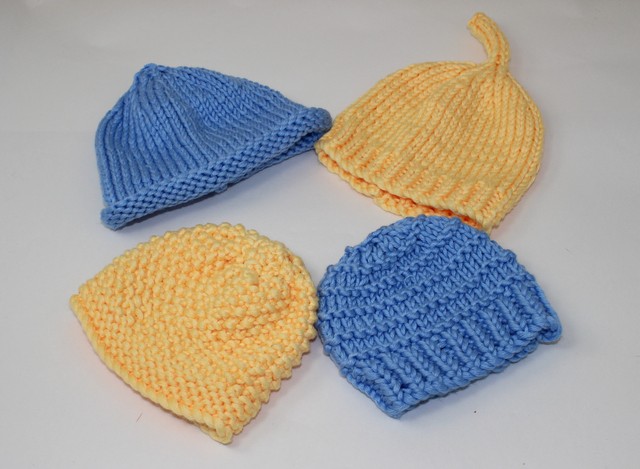 Printed Knitting Instructions 4 Easy Design Chunky Baby Hats Knitting Pattern
