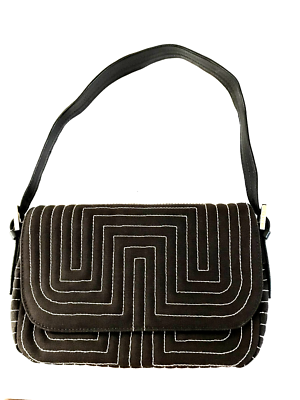 Y2K Bally Designer Purse Women Shoulder Bag Embroidered Leather