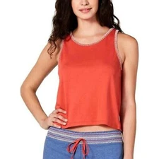Jenni Womens Plus Size Stitch Trim Pajama Sleep Tank, Cayenne, Size: M