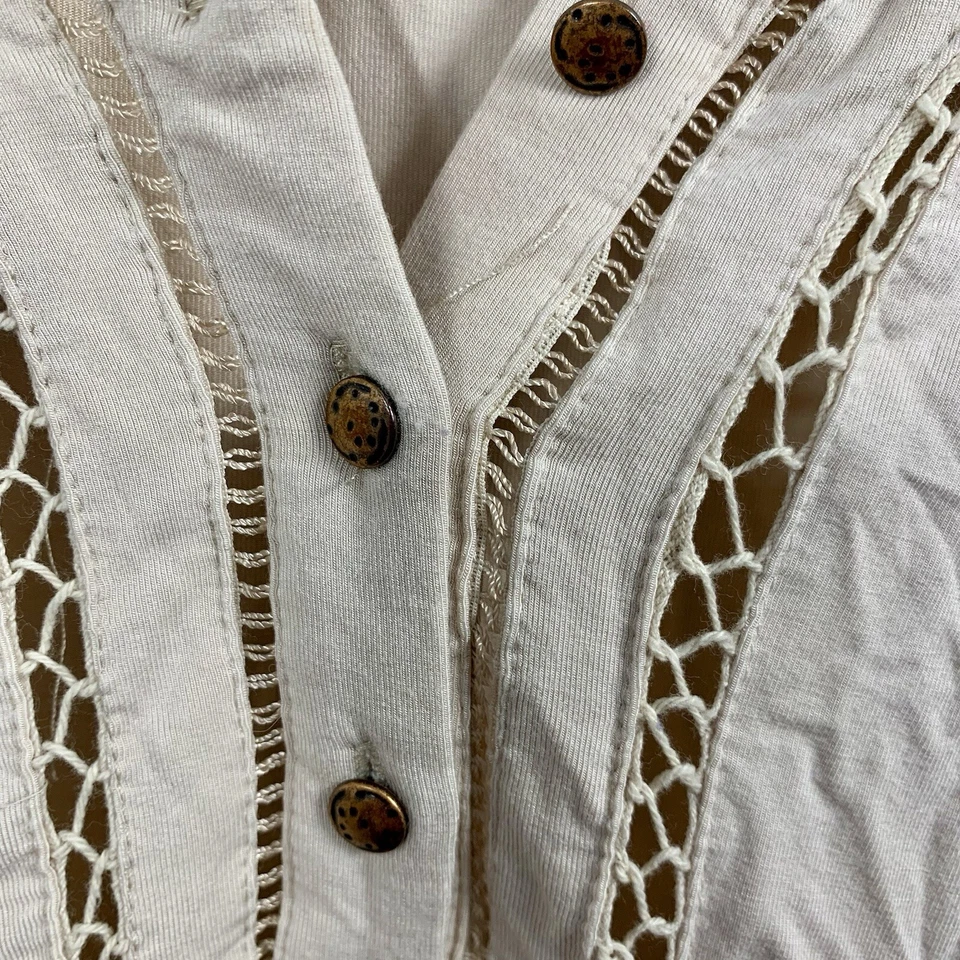 Top túnica BKE crema Henley ganchillo campesino boho talla XL cuello en V crema neutro Foto 3 de 4