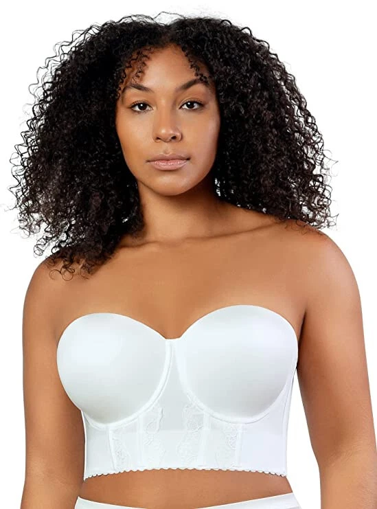 PARFAIT Elissa Full Bust and Full Figure Strapless Longline Bra White 38C