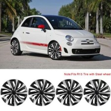 For 2007-2015 Fiat 500 15 4pcs Hupcaps Wheel Cover Hub Caps Fit R15 Steel Wheel