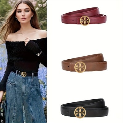 Candy Color Leather Belt with Letter Stylish Versatile for Jeans Dresses Casual